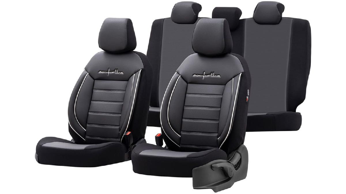 Housse+de+si%C3%A8ges+universel+en+cuir%2Ftextile+%27Comfortline%27+Noir%2FGris+%2B+Lisi%C3%A8re+blanc+-+11-pi%C3%A8ces+-+adapt%C3%A9+aux+Side-Airbags